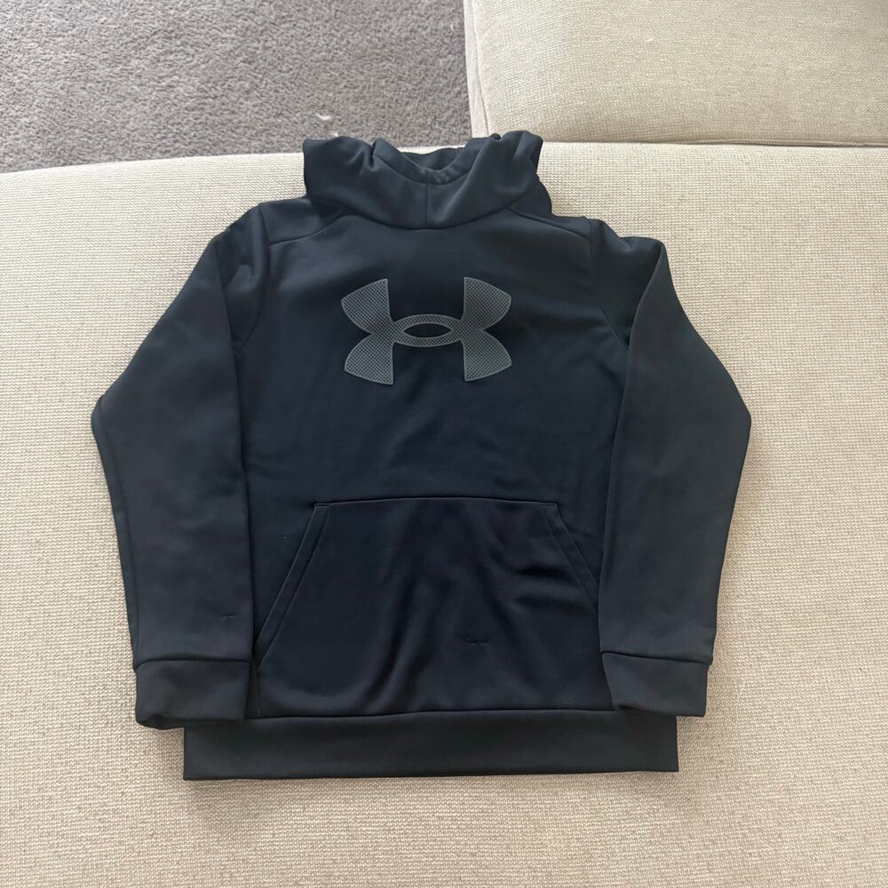 Under Armour Youth Large Black Fleece Hoodie Pullover Boys Athletic
